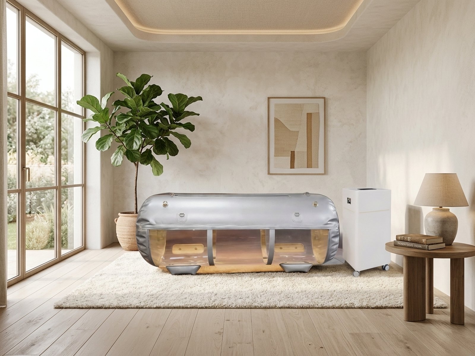 HCD Soft Series Horizontal H4 | Portable Hyperbaric Chamber 1.3 ATA — in-room view